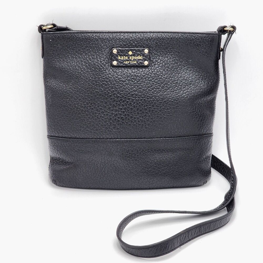 Kate Spade Bay Street Cora Slim Pebbled Leather Adjustable Crossbody Bag Black